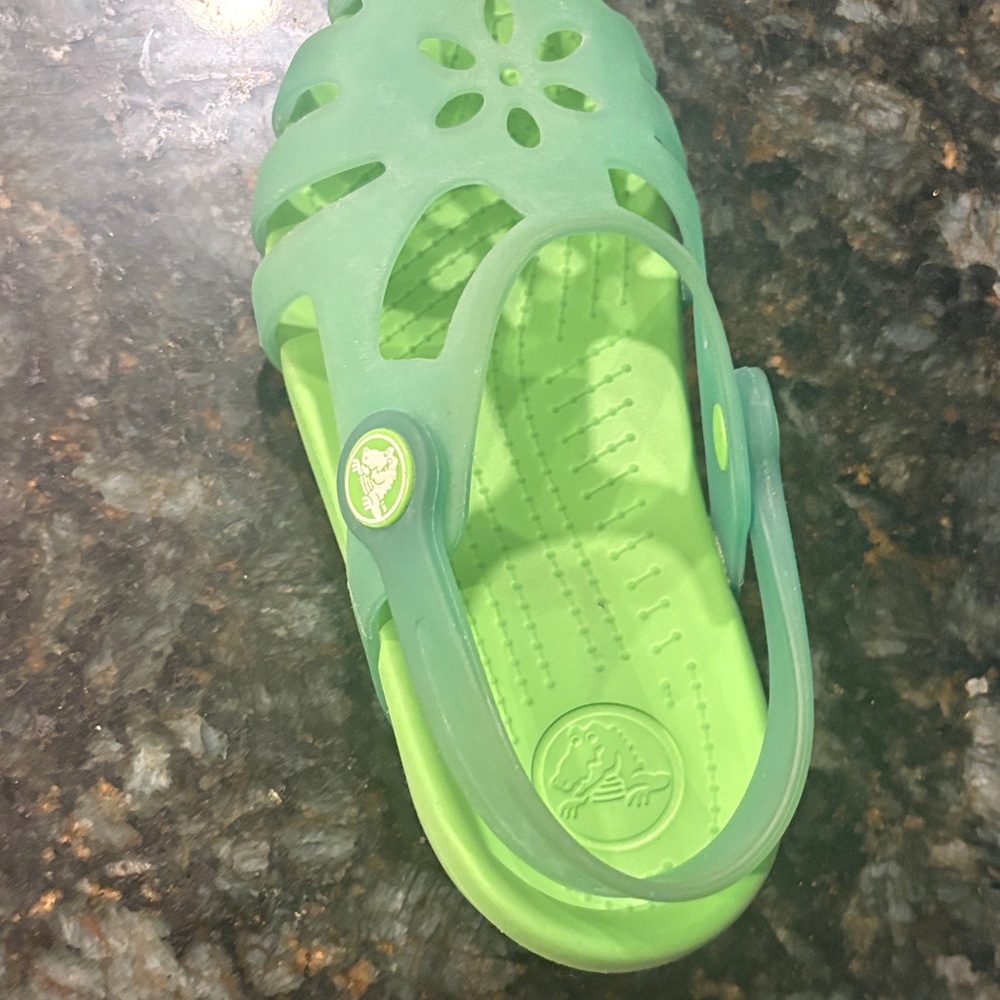 CROCS Shirley Girls Shoes Aqua/Lime C12 - Picture 3 of 7
